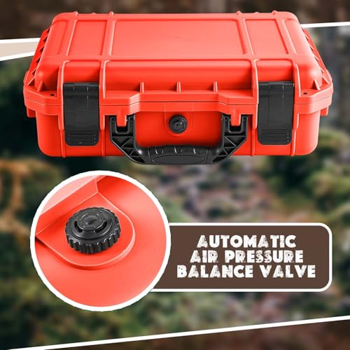 Relaxweex 1 Pcs Waterproof Hard Case with DIY Customizable Foam Insert Portable Protective Case with Knife for Camera Drones Equipments Tools Test Instruments(Reddish Orange,8.5 x 6.5 x 3.7 Inch) - color: Reddish Orange, size: 8.5 x 6.5 x 3.7 Inch