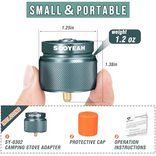 Camping Stove Adapter 1 Lb Propane Small Tank Adapter, Dark Green | EN417 Valve Output, Camp Fuel Gas Adapter LPG Canister Adapter for Outdoor Backpack Hiking