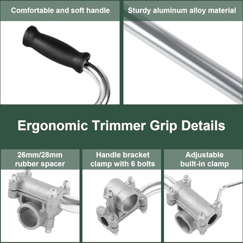 Weed Eater Handle Extension - Aluminum Ergonomic Weed Eater Attachments | Trimmer Grip, Weedeater Handle with Bracket Clamp for Lawn Care Landscaping Yard Trimming Accessories, Silver - color: Silver-1Pc
