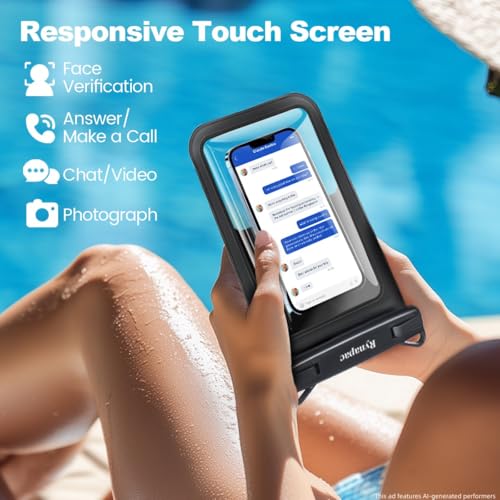 Rynapac Large Waterproof Phone Pouch [Up to 10"] - 2 Pack IPX8 Waterproof Phone Case for iPhone 17 16 15 Pro Max Galaxy S26 Ultra, Touchscreen & Underwater Photography, Beach Cruise Essentials 2026 - color: [Black + Blue] Large Waterproof Phone Pouch, siz