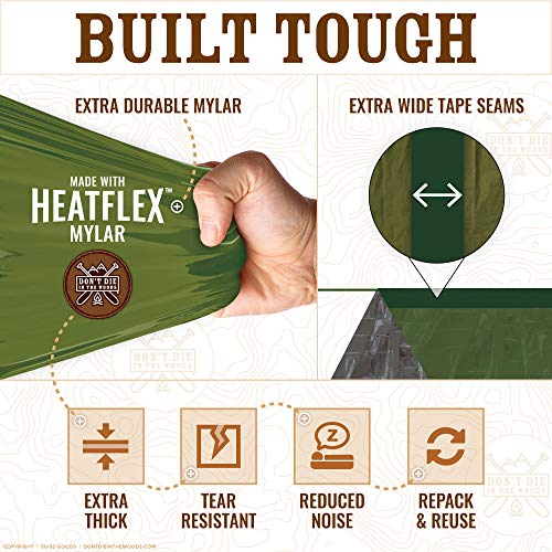 Don't Die In The Woods – Emergency Tent – Compact Outdoor Survival Shelter - color: Army Green