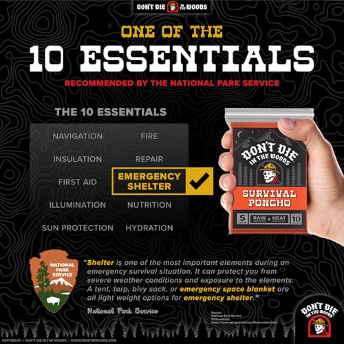 Don’t Die in The Woods – Emergency Poncho – Heat Saving + Rain Protection - color: 4pk Starter Set - Green + Orange
