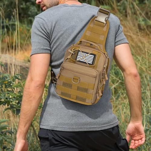 GMAK Tactical Sling Bag for Men, Tactical Shoulder Bag Military Sport Bags - color: Khaki