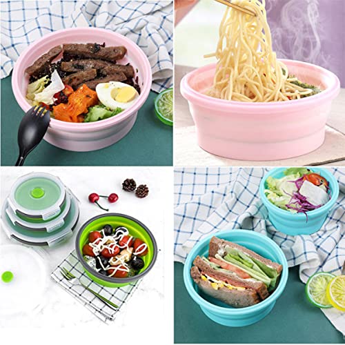Collapsible Bowls with Lids, 4 Silicone Food Storage Containers, Rv Essentials Organization and Storage, Rv Kitchen Accessories Decorations for Inside Camper, Travel Trailer Must Haves