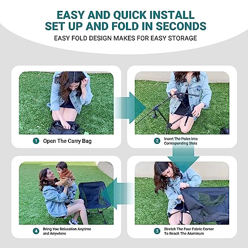 ATEPA Backpacking Chair, Ultralight Folding Portable Small Camping Chairs for Adults Compact Foldable Beach Seat with Anti-Sinking Feet & Aluminum Frame for Outdoor Hiking Travel Fishing