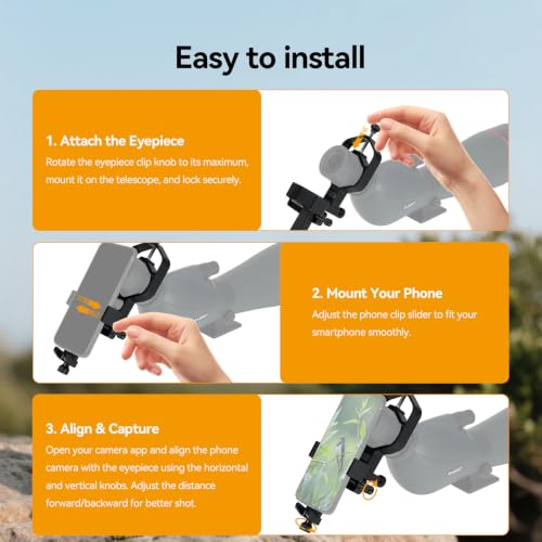 SVBONY SV214 Pro 3-Axis Universal Smartphone Adapter, Digiscoping Adapter | for Spotting Scope Telescope Capture and Video, Support 44 to 64mm Eyepiece Diameter, High Precision Tuning, EVA Pads - size: Support 44 to 64mm
