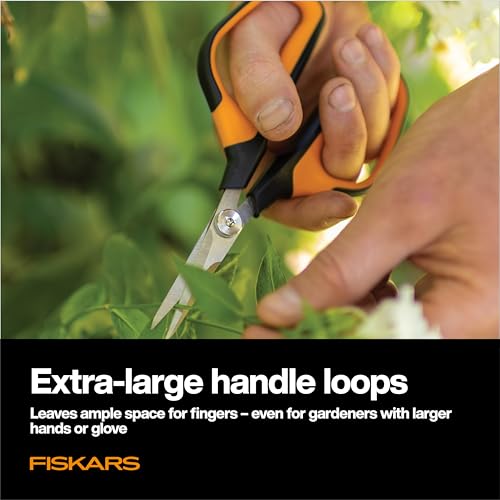 Fiskars 7" Loop Micro-Tip Pruning Shears, Garden Snips for Intricate Cuts | For Trimming Flowers, Plants & Herbs, Steel Blades Stay Sharp, X-Large SoftGrip Loop Handles, Ambidextrous, Includes Sheath - style: Micro-Tip Shears