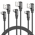 Right Angle USB A to Micro USB 90 Degree Cable 3FT 3Pack | 90 degree 3FT braided micro usb Supports 2.1A fast charging for Galaxy S7 S6 S5 power banks & Android Micro Connector - size: 3FT