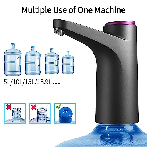 Automatic Drinking Water Pump, Smart USB Portable Water Bottle Dispenser with USB Electric Charging and Automatic Off Switch - Black - color: Black