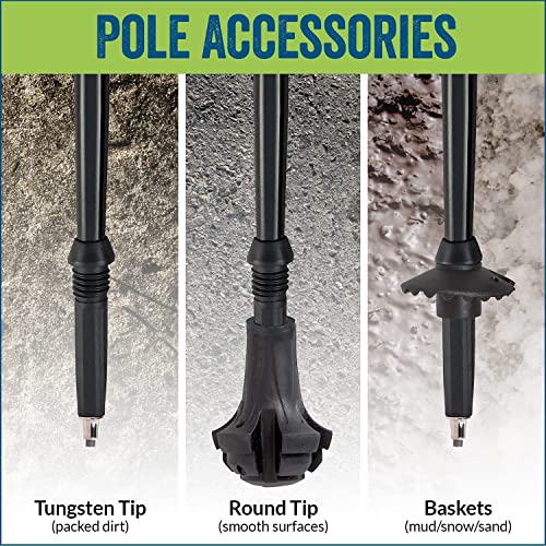 Ultralight Folding Walking Poles - Travel Ready - with Rubber Feet, Baskets, and Bag - size: Heights 5'3" to 5'7", style: Trek/Cushion Grips