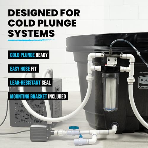 Cold Plunge Water Filter System, 10" Housing with 3/4" NPT Ports, 1×50 Micron Pleated Filters, Mounting Kit & Wrench, Inline Sediment Filtration for Ice Baths, Whole House, Pool or Spa Use - style: Housing + 1 Filter