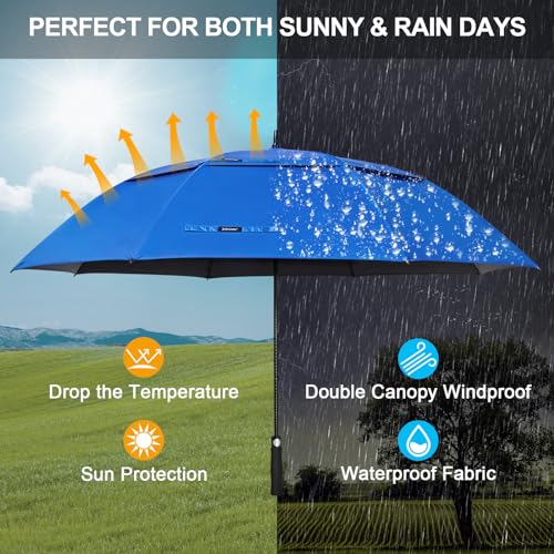 G4Free 47/54/62/68 Inch UV Protection Golf Umbrella Oversized Sun Umbrella | UPF 50+, Auto Open, Vented Double Canopy, Extra Large Coverage, Heavy Duty, Windproof Stick Umbrella - color: Royal Blue/Black, size: 68 inch