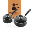 Nonstick Saucepan Set - 1 Quart and 2 Quart,Ultra Non Stick Sauce Pan Small Pot with Glass Lid,Great for Home Kitchen Restaurant,Black - size: 1+2 sets