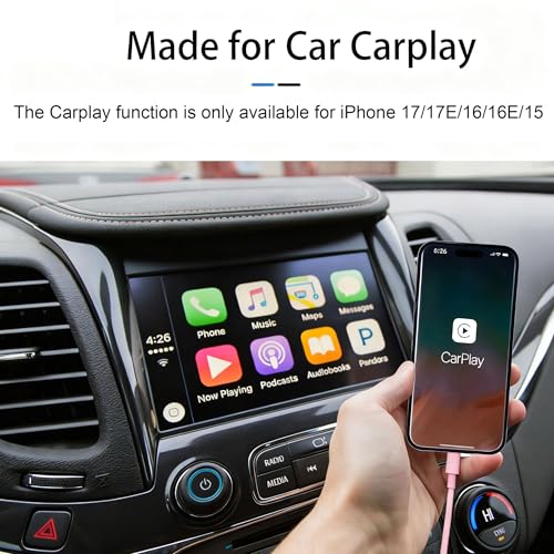 1.5FT Short Pink Cute iPhone 17/16/15 Car Carplay Cable Compatible for iPhone 17/16/15 Pro Max,17E/16E/Plus, USB A to USB C Cable for iPad 10th/11 Gen,iPad Pro 12.9,Air 5th/4th Charging Cable Cord - color: pink, size: 1.5FT, style: USB A to USB C (for 17/