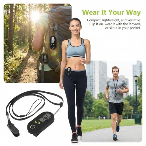 TOYANDONA 3D Accurate Step Counter: Mini Clip On Digital Pedometer with Clip and Lanyard Portable Electronic Fitness Tracker for Men Women Walking Running