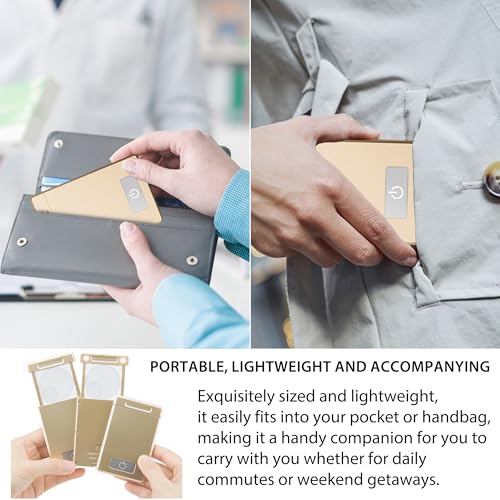 BIGMONAT 3 Pack Magnifying Glass with Light, 3X 5X Pocket Light Magnifier, LED Battery Powered Portable for Reading, Pocket Wallet Purse Magnifiers - color: Gold