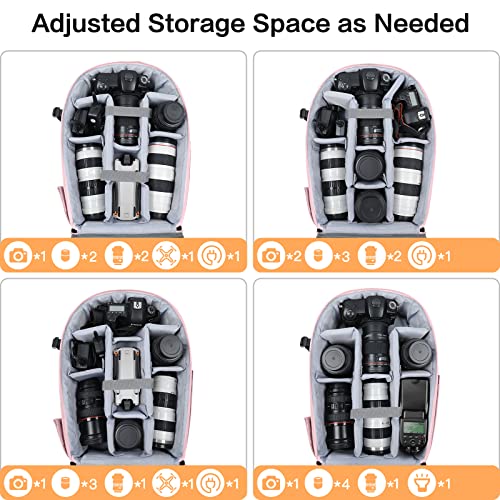 MOSISO Camera Backpack, DSLR/SLR/Mirrorless Photography Camera Bag - color: Pink