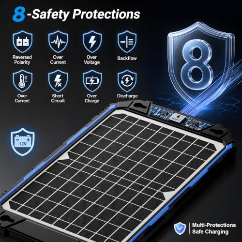 SUNER POWER Waterproof 12W 12V Solar Battery Charger & Maintainer Pro, Built-in UltraSmart MPPT Charge Controller, 12 Volt Solar Panel Trickle Charging Kits for Car Automotive Boat Marine RV Trailer - size: BC-12W Pro