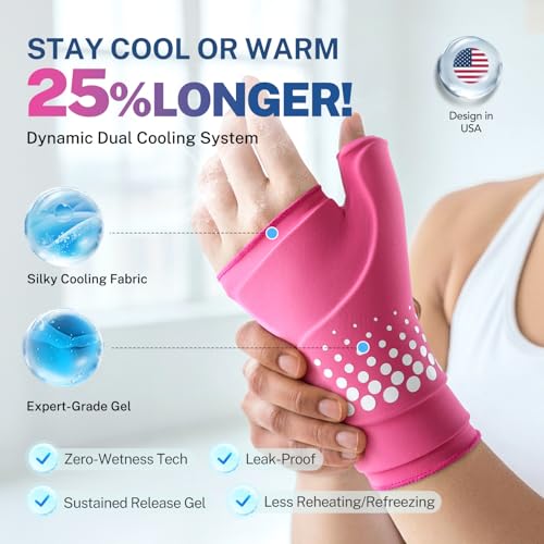Thumb & Wrist Ice Pack Wrap, Long-Lasting Cold Compression for Recovery - size: S/M, style: Pink