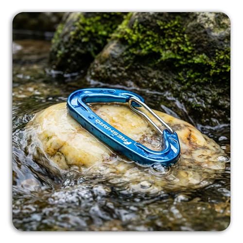 FresKaro 15kN-3372lbs Heavy Duty Wiregate Carabiners, Reliable Time-Tested Stainless Steel Spring Gate, for Camping, Hiking, Hammocks, Backpacking, Dog Leash etc., 3.15inch - color: Blue-4pcs