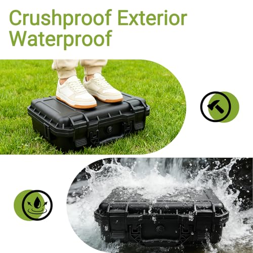 NineLeaf Hard Case with DIY Customizable Foam Insert 14.3 x 11.4 x 4.5 Inch - color: Black Hard Case, size: 14.3 x 11.4 x 4.5 Inch