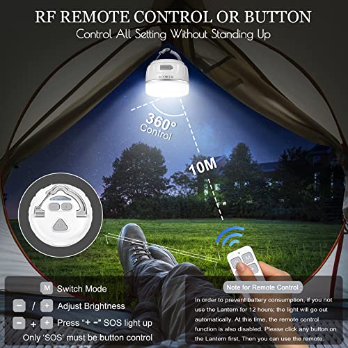 Sinvitron LED Camping Lantern Rechargeable with Remote Control - 1000LM 150H Runtime Tent Light, 5200mAh Water-Resistant Emergency Light for Hurricane Power Outages, Hiking Home - style: 1Pack White
