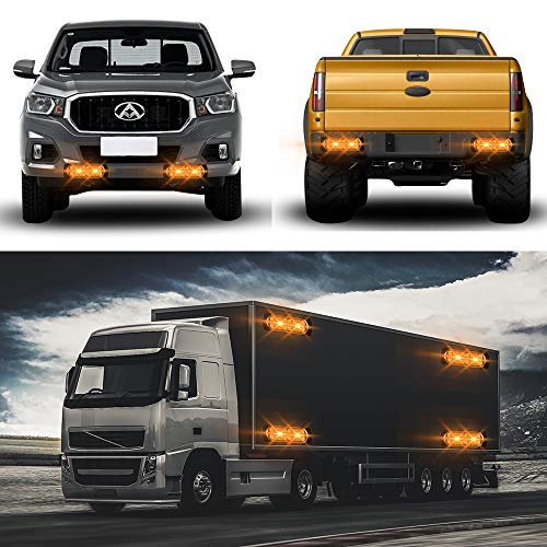 12-24V 20-LED Super Bright Emergency Strobe Warning Caution Hazard Construction Waterproof Flashing Strobe LED Light Bar Surface Mount for Car Truck SUV Van (Amber) - color: Amber