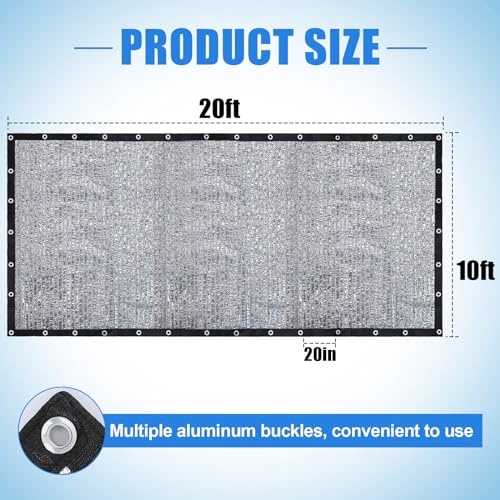 10' x 20' 70% Reflective Aluminet Shade Cloth, UV Protection and Cooling | Durable Sun Protective Shade Covers, with Grommets, for RV Camping, Chicken Coop, Garden Greenhouse, Pickup Trunk - size: 10FT x 20FT