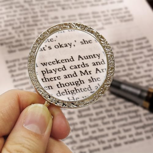 YYHSND 10X Magnifying Glass Necklace Magnifier Necklace Pendant Optical Magnifier with Chain Necklace for Library, Reading, Zooming and Jewelry (Pure Gold) - color: Pure Gold