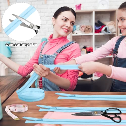DOITEM 10 Yards Nylon Coil Zipper by The Yards, #5 Bulk Zippers for DIY Sewing Craft Bags with Replacement 20PCS Sliders (Light Blue, #5) - color: Light Blue, size: #5