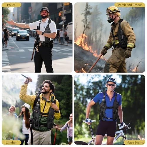 SAMCOM Universal Double Radio Shoulder Chest Rig Bag Pocket Pack Holster Vest for Two Way Radio Rescue Essentials