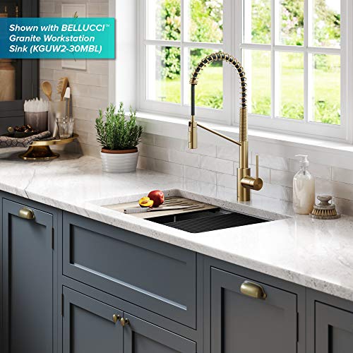 KRAUS Oletto Commercial Style Single Handle Pull Down Kitchen Faucet with QuickDock Top Mount Installation Assembly in Spot Free Antique Champagne Bronze, KPF-2631SFACB - color: Spot-Free Antique Champagne Bronze, style: Commercial Style Faucet