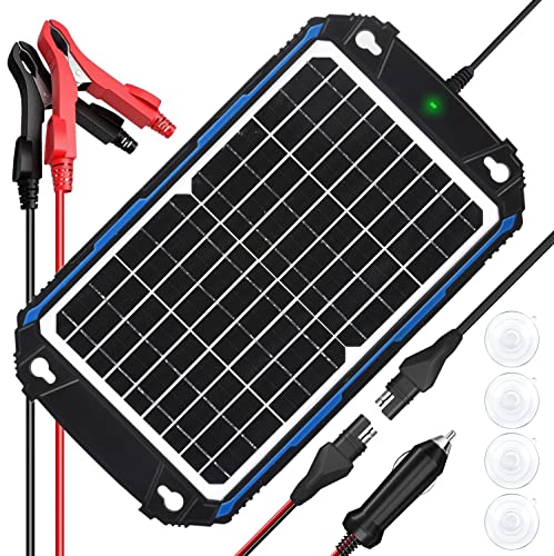 SUNER POWER Waterproof 12W 12V Solar Battery Charger & Maintainer Pro, Built-in UltraSmart MPPT Charge Controller, 12 Volt Solar Panel Trickle Charging Kits for Car Automotive Boat Marine RV Trailer - size: BC-12W Pro