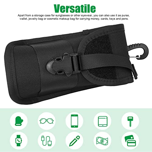 BRAVECOW Portable 1000D Nylon Eyeglasses Case with Buckle Hard Shell Sunglasses Shockproof Protective Box Outdoor Storage Box - color: Black