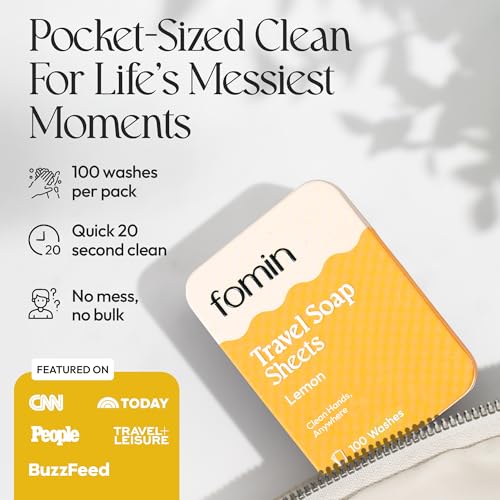 FOMIN - Paper Soap Sheets Tin for Traveling - 300 Variety (Unscented, Lemon, Lavender) Portable Travel Hand Soap Sheets, Dissolvable Mini Camping Hand Soap for Hand Washing and Camping - color: Variety Pack-001 (Unscented, Lemon, Lavender)