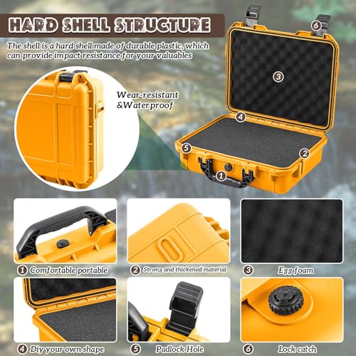 Relaxweex 11.3 x 8.7 x 4.2 Inch Hard Case, Grid Shell, Yellow - color: Yellow, size: 11.3 x 8.7 x 4.2 Inch, style: Grid Shell