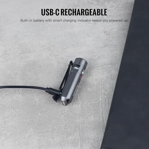 ThruNite Ti Mini Keychain Flashlight USB-C Rechargeable 650 Lumens (Grey) | IPX-6 Waterproof EDC Pocket Light, Magnetic Tail, 5 Modes, 6061-T6 Aluminum, 26.5g for Camping Hiking Everyday Carry Gift - color: Grey Cool White