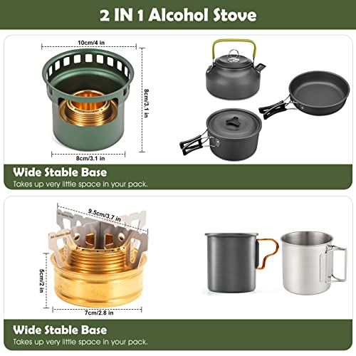 Portable 2 In 1 Mini Alcohol Stove Burner For Camping With Cross Stand - color: Green
