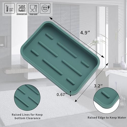 MicoYang Silicone Kitchen Sink Organizer Tray for Multiple Usage,Easy Clean Sponges Holder for Kitchen Bathroom Counter or Sink,Dish Soap Dispenser,Scrubber,Bottle,Cup Green 4.9”x 3.2” - color: Green, size: 4.9" x 3.2" x 0.7"