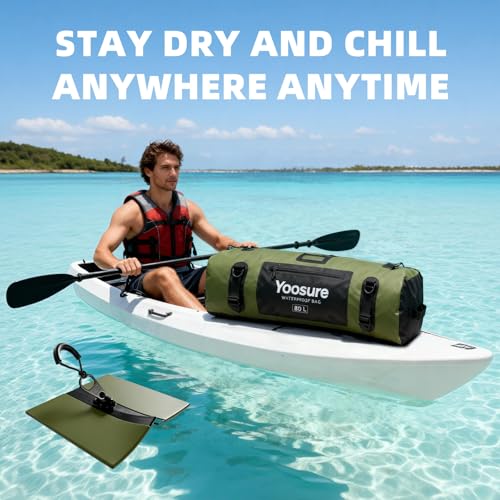 80L Waterproof Duffel Bag Motorcycle Dry Bag Backpack, Waterproof Zippered Bags with Backpack Spacer Pad for Kayaking Rafting Boating Canoeing Camping Paddle Beach (Green) - color: Green