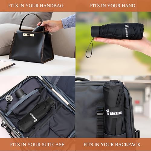GAOYAING Compact Travel Umbrella with Case Sun&Rain Lightweight Small and Compact Suit for Pocket 34 Inches - color: Black, size: 2 PACK - 34 Inches