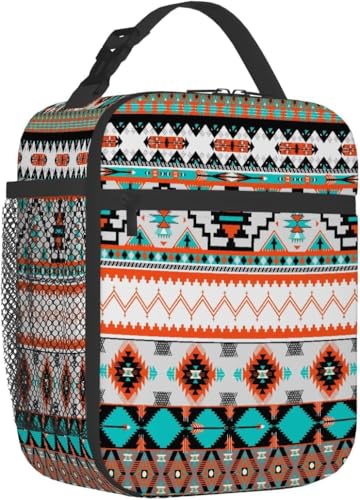 Pardick Aztec Pattern Tote Lunch Box Insulated Lunch Bag Tote Cooler Freezable Meal Prep Bag Waterproof Leakproof Cooler Lunch Container For Picnic Office - color: Aztec