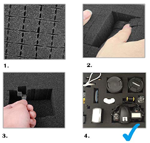 12" Hard Case with Pick Pluck Foam Insert, 13.3 x 10.5 x 4.3 Inch - Watertight Airtight Case for Pistol, Recorder, Camera, Microphone, GoPro - size: Inner 12" x 8.5" x 4"