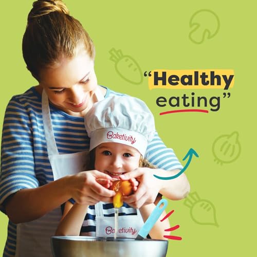 Baketivity Kids Cooking Set with Real Utensils & Kitchen Tool Guide | Includes Mixing Bowls, Cutting Board, Knife and Apron - A Complete Junior Cooking Set Gift For Girls Or Boys - color: Baketivity Kids Cooking Tool Set