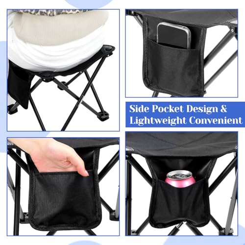 2 Pack Camping Stool,13 Inch Portable Folding Stool Compact Camping Chair Lightweight Stools Seat for Outdoor Gardening and Beach Hiking Fishing, Foot Stools with Carry Bag (Black) - color: Black