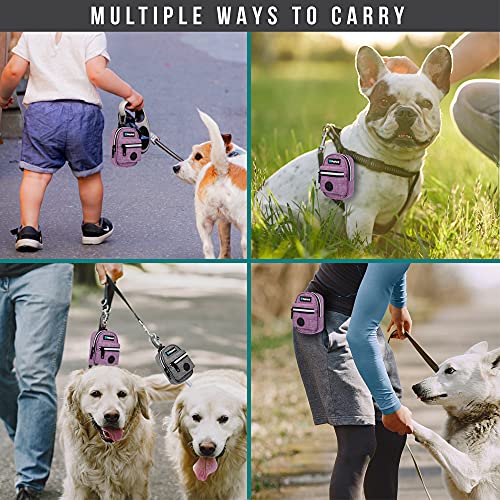 PetAmi Dog Poop Bag Holder for Leash, Waste Bag Dispenser Pet Pouch, Purple - color: Purple