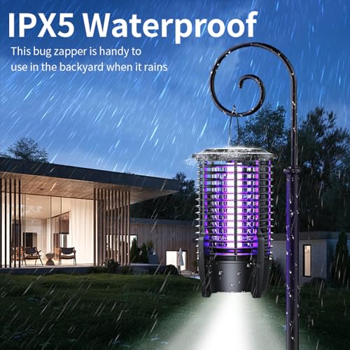 FOXLVDA 2-in-1 Bug Zapper & Mosquito Zapper with LED Night Light Cordless | Portable & Rechargeable Bug Zapper with 3600mAh Battery, Indoor/Outdoor Electric Fly Trap for Kitchen, Patio,Backyard,Camping