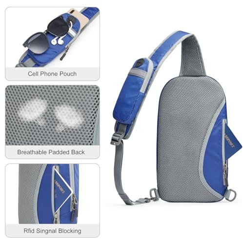 G4Free Sling Bag RFID Blocking Lightweight Crossbody Backpack Chest Shoulder Bag for Travel Sports Running - color: Blue