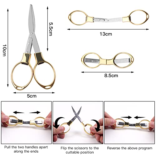 Mini Folding Scissors (Gold Stainless Steel) Safe, Durable, and Portable for Travel, Outdoor Activities, Office, and School Use - color: 1pcs Gold