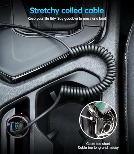 USB C to C Cable for Car 3FT&5FT, Coiled USB C Fast Charging Cable for | iPhone 17 Short USB Type C Cable for iPhone 17/16/15/Pro Max/Plus/Samsung Galaxy S23, Compatible All Type C Devices-Black - color: Black, size: 3FT/5FT, style: USB C to USB C